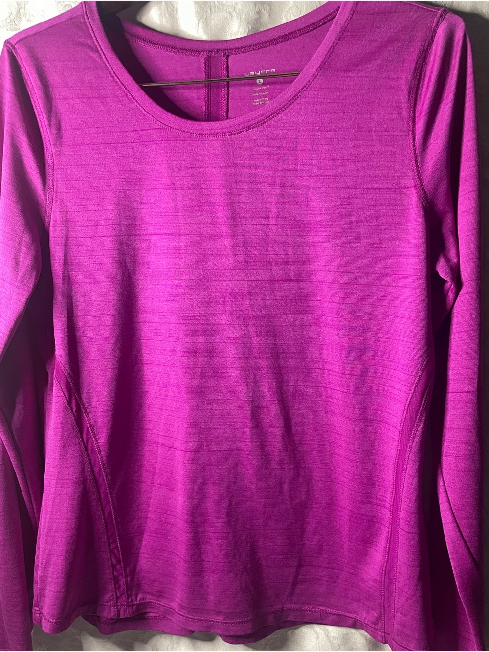 Layers Long Sleeve Crewneck Tee - Magenta Size-Large